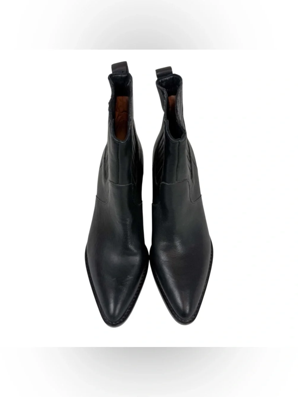 J. Crew Black Leather Point‎ Toe Heeled Chelsea Western Ankle Boots Size 8